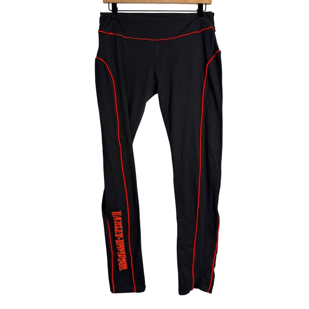 Harley Davidson Black Red Rhinestone Logo Leggings y2k athletic gym L/XL yoga